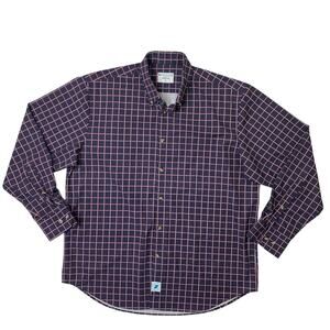 &Collar Shirt Mens L Large Deep Purple Plaid Button Down Long Sleeve Shirttail